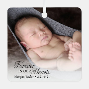 Gedenkkind-Foto für immer in unserem Herzen Ornament Aus Metall