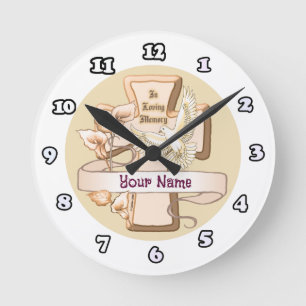 Gedenkkreuz runde wanduhr