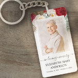Gedenkliches Foto in der Liebe Erinnerung Rote Wei Schlüsselanhänger<br><div class="desc">Blumengeweihter Foto-Keyring zum Feiern des Lebens Ihrer Lieben. Das Template-Design kann leicht mit Ihrem eigenen Foto und Text personalisiert werden,  um eine besondere Hommage an Ihre Lieben oder als Teil ihrer Beerdigung,  Gedenkstätte oder Feier des Lebens zu schaffen.</div>