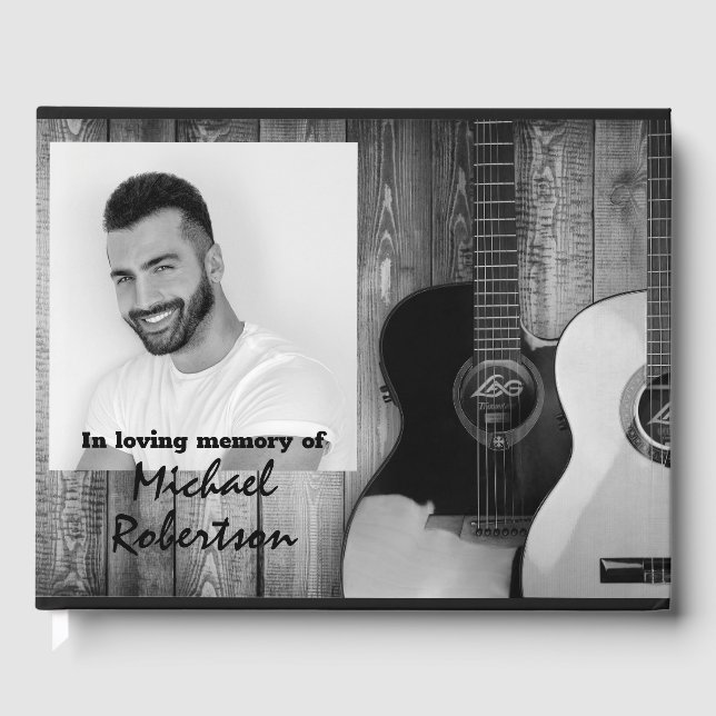 Gedenkmal für schwarze und weiße Gitarren Gästebuch (Vorderseite)