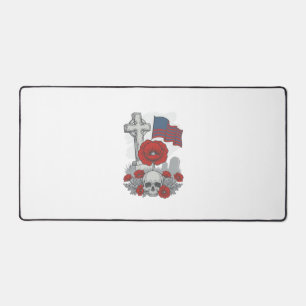 Gedenkmohnflaggenkreuz Vintage Gravur Vektor Schreibtischunterlage