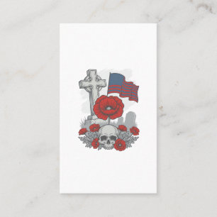Gedenkmohnflaggenkreuz Vintage Gravur Vektor Visitenkarte