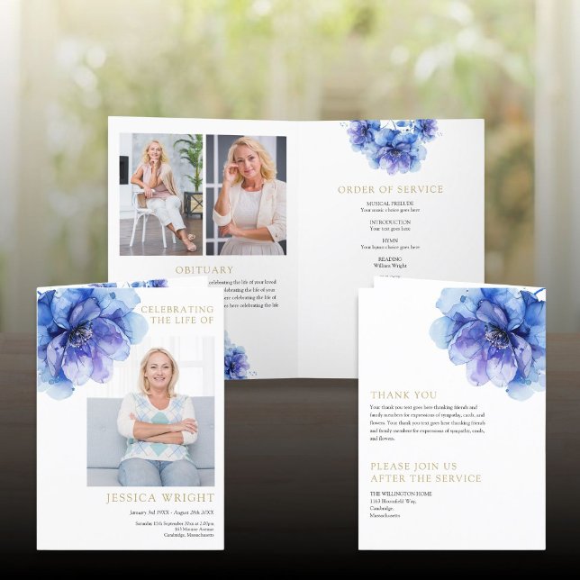 Gedenkorden zur Beerdigung der Flora und Fauna Programm (Floral Funeral Memorial Order Of Service Folded Program)