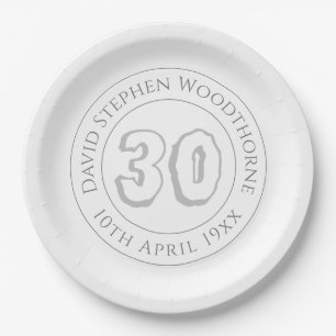 Gedenkpapierplatte zum 30. Geburtstag Pappteller