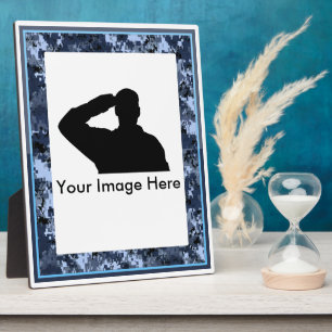 Gedenkplakette Blaue Camo Militär Fotoplatte