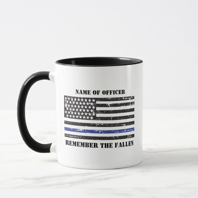 Gedenkpolizei Personalisiert dünner blauer Linie Tasse (Links)