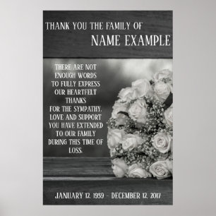 Gedenkposter Ein Strauß weißer Rosen monochrom Poster