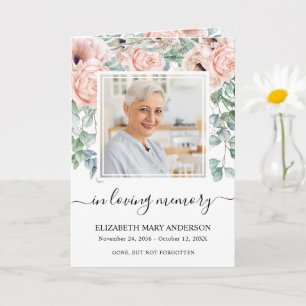 Gedenkprogramm für die Beerdigung mit rosa florale Karte