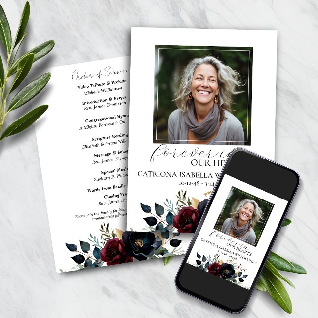 Gedenkprogramm für die Beerdigung von Burgund-Navy Einladung (Von Creator hochgeladen)