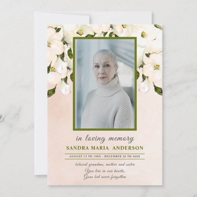 Gedenkprogramm zur Beerdigung des Fotos "Floral Pi Dankeskarte (Vorderseite)