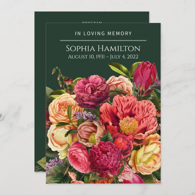 Gedenkprogramm zur Gedenkstätte für die Beerdigung Programm (Vorne/Hinten)