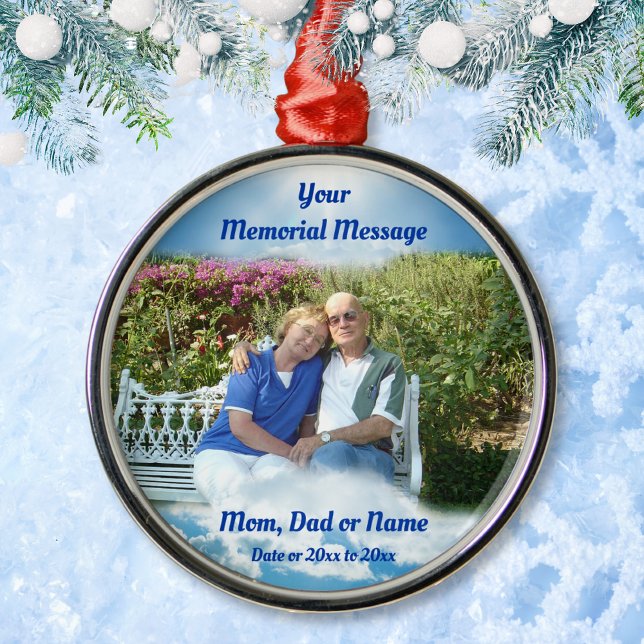 Gedenkschmuck für Mama, Vater, Eltern lieben eins Ornament Aus Metall (Memorial gifts for loss of parents. Memorial ornaments. Memorial Christmas Ornaments with Picture.)