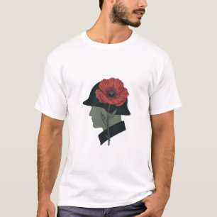 Gedenksoldat Silhouette Rote Mohnblume Kunst T-Shirt