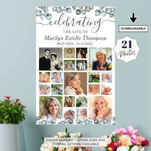 Gedenkstätte 21 Fotocollage Eukalyptus Schriftzug Poster