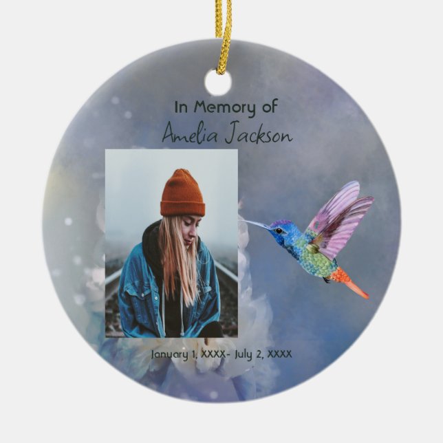 Gedenkstätte Beautiful Garden Blume Hummingbird Keramik Ornament (Vorne)