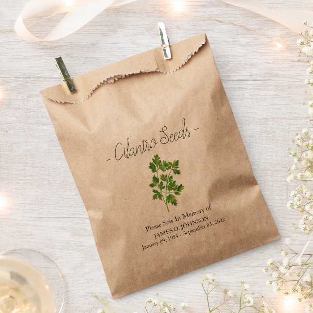 Gedenkstätte Cilantro Samenbeerdigung Geschenktütchen (Ausgeschnitten)