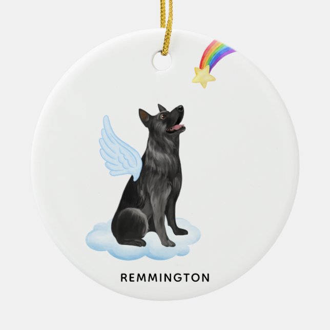 Gedenkstätte des Personalisierten Hundes Angel Keramik Ornament (Vorne)