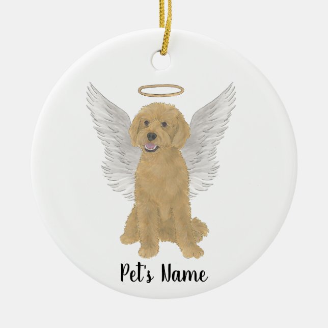Gedenkstätte des Red Golden Apricot Doodle Beileid Keramik Ornament (Vorne)