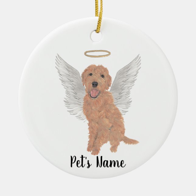 Gedenkstätte des Roten Apricot Golden Doodle Beile Keramik Ornament (Vorne)
