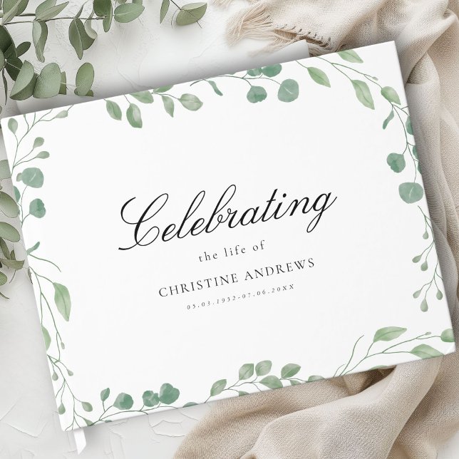 Gedenkstätte "Feiern des Lebens" Weißer Eukalyptus Gästebuch (Memorial "Celebrating life of" White Eucalyptus Guest Book)