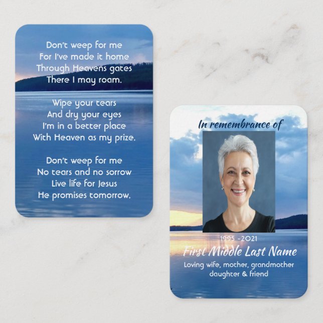 Gedenkstätte Foto Christlicher Sonnenaufgang Visitenkarte (Vorne/Hinten)