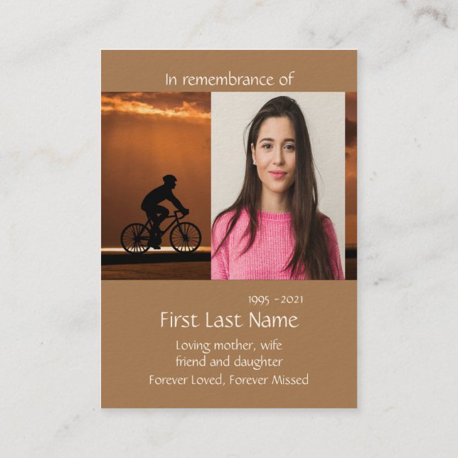 Gedenkstätte Foto Gebet Radfahren Business Visitenkarte (Rückseite)