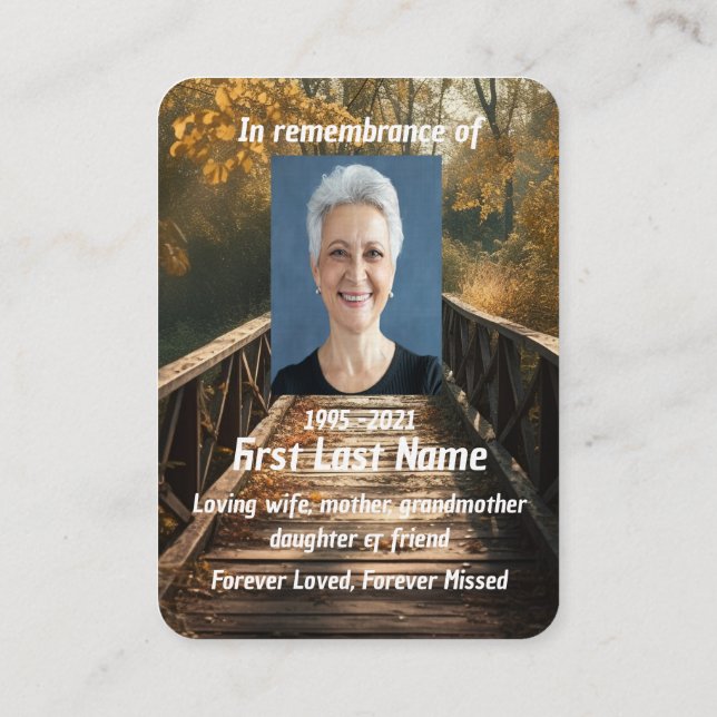 Gedenkstätte Foto Prayer Bridge Naturlandschaft Visitenkarte (Rückseite)