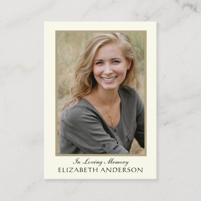 Gedenkstätte für das Beerdigungskarten-Foto Platzkarte (Vorderseite)