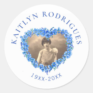 Gedenkstätte für das Blaue vergisst-nicht-Blume-Fo Runder Aufkleber