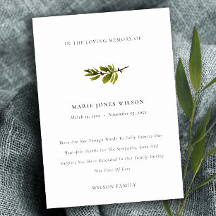 Gedenkstätte für das elegante Pine Branch Foliage  Dankeskarte