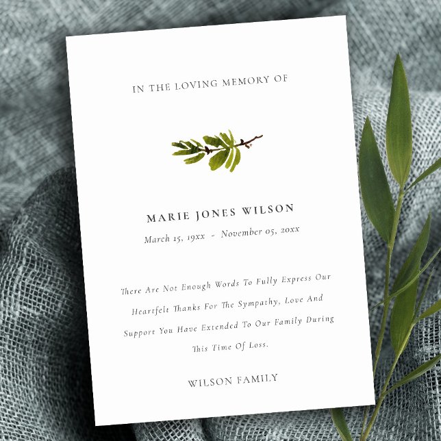 Gedenkstätte für das elegante Pine Branch Foliage  Dankeskarte (Von Creator hochgeladen)