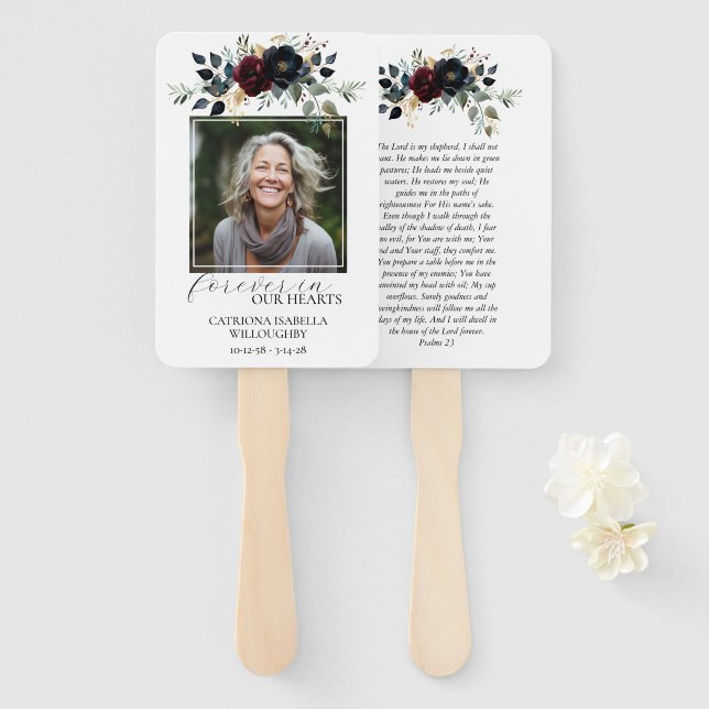 Gedenkstätte für das Foto der Burgundy Navy Fächer (Vorne und Hinten)