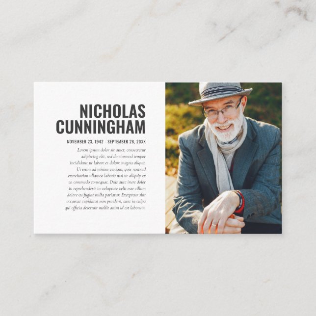 Gedenkstätte für die Trauerfeier in der Erinnerung Visitenkarte (Vorderseite)