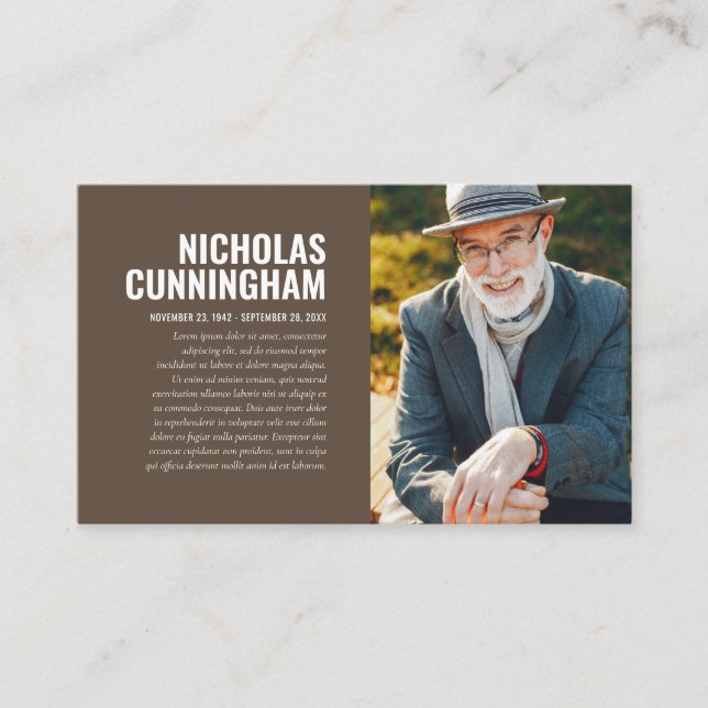 Gedenkstätte für die Trauerfeier in der Erinnerung Visitenkarte (Vorderseite)