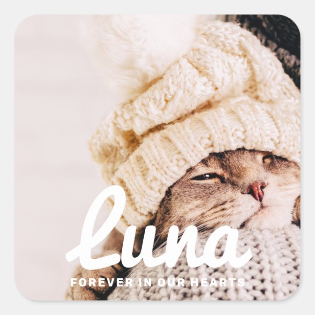Gedenkstätte für Haustiere in unserem Herzen Einfa Quadratischer Aufkleber (Vorderseite)