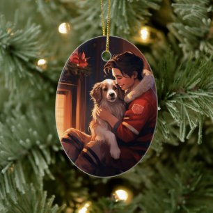 Gedenkstätte für Haustiere, Mama Papillon Hund Keramik Ornament