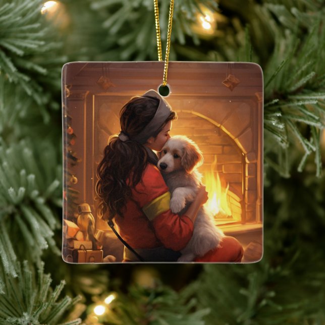 Gedenkstätte für Haustiere, Mama Papillon Hund Keramikornament (Baum)