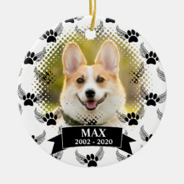 Gedenkstätte für Hunde in Schwarz und Weiß Keramik Ornament