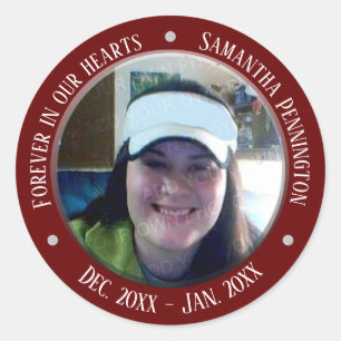 Gedenkstätte für immer in unserem Herz-Foto Runder Aufkleber