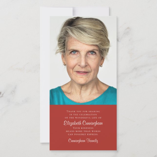 Gedenkstätte für klassische und einfache Fotos Dankeskarte (Vorderseite)