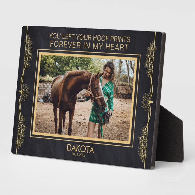 Gedenkstätte für personalisiertes Pferd-Foto Fotoplatte (Seite)