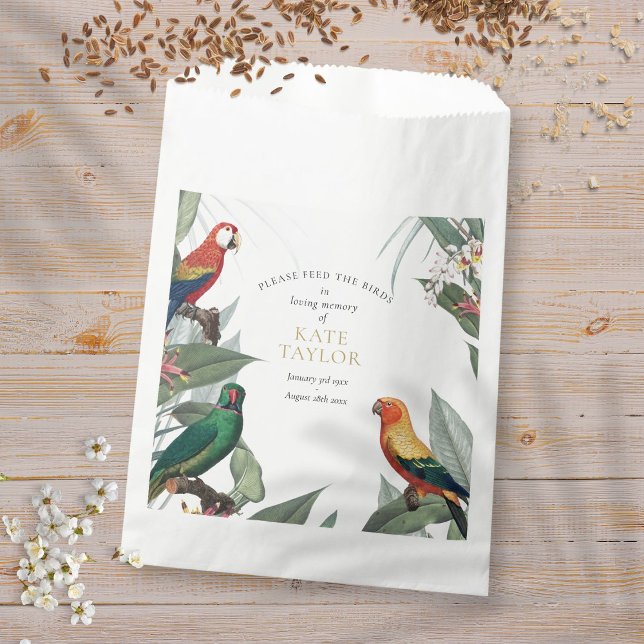 Gedenkstätte für Tropical Bird Seed Packet Geschenktütchen (Tropical Bird Seed Packet Funeral Memorial Favor Bag)