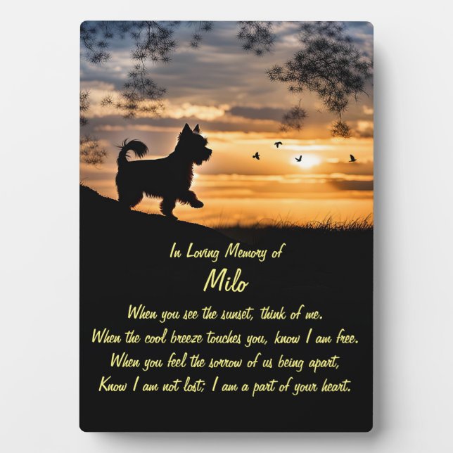 Gedenkstätte für Yorkshire Terrier Individuelle Na Fotoplatte (Vorderseite)