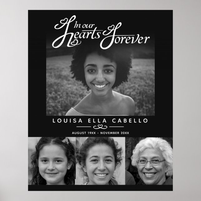 Gedenkstätte im Herzen Fotos Beerdigung Schwarz-we Poster (Vorne)