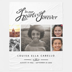 Gedenkstätte in den Herzen für immer Foto schwarz Fleecedecke