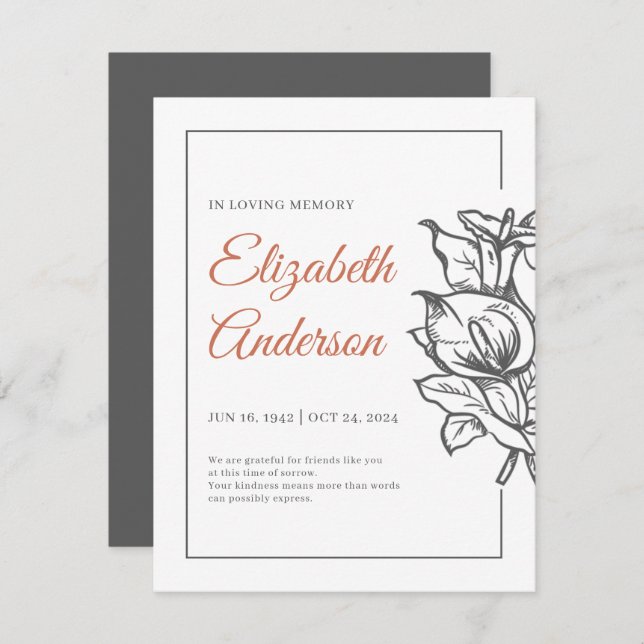 Gedenkstätte in der Liebe Erinnerung Moderne Folia Dankeskarte (Vorne/Hinten)