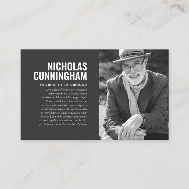 Gedenkstätte zur Beerdigung von Erinnerungsfotos Visitenkarte (Vorderseite)