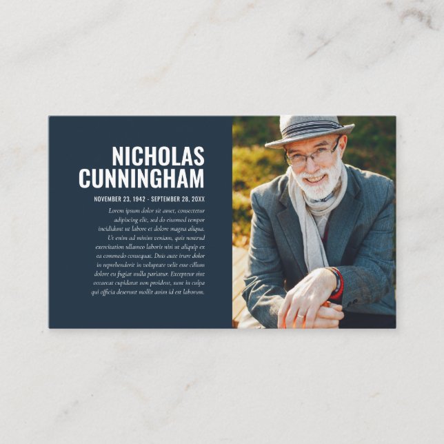 Gedenkstätte zur Beerdigung von Erinnerungsfotos Visitenkarte (Vorderseite)