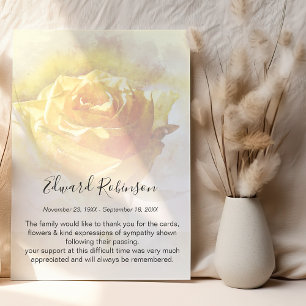 Gedenkstein Wasserfarbe Gelbe Rose Danke Karte