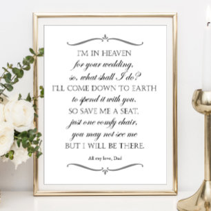 Gedenkstuhl-Gedicht für die Hochzeit: Rettet mir e Poster